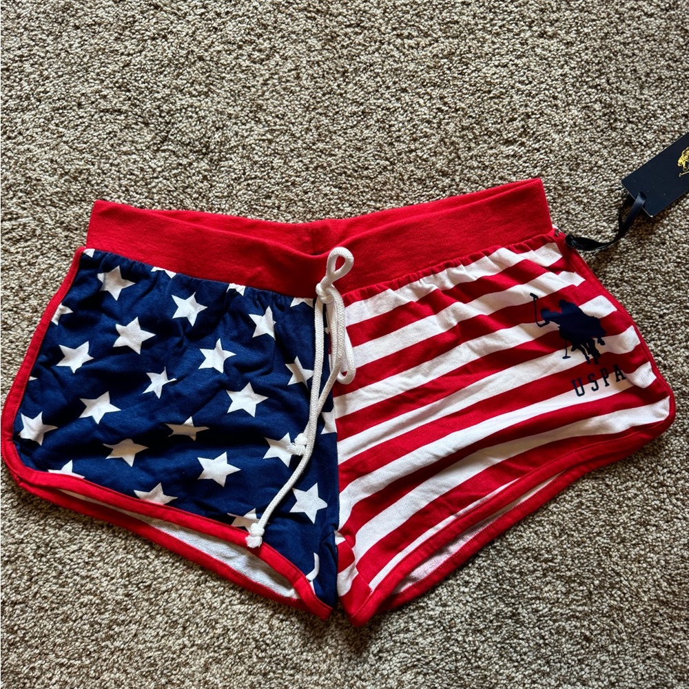 Polo Assn. Women's Red and Blue Star-Striped Shorts